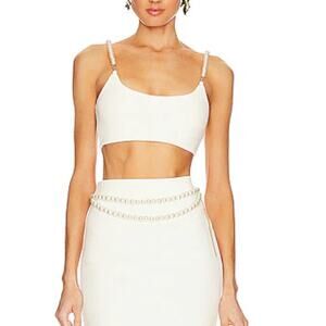 Lovers And friends Nara Crop Top revolve- ivory pearl straps Small A003182